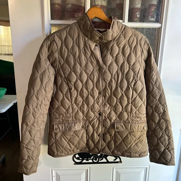 Eddie Bauer lightweight down jacket with snap closure size women’s large, taupe - Picture 1 of 5